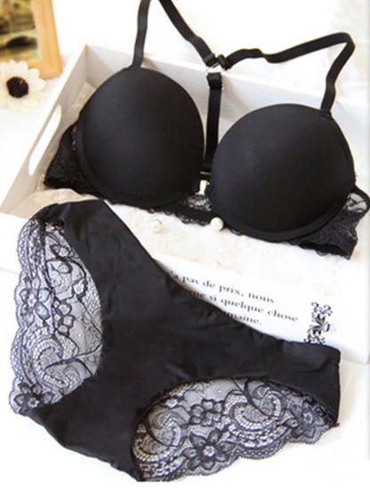 Flourish Magnet Front Open Y Back Double Padded Bra Panty Set 8801