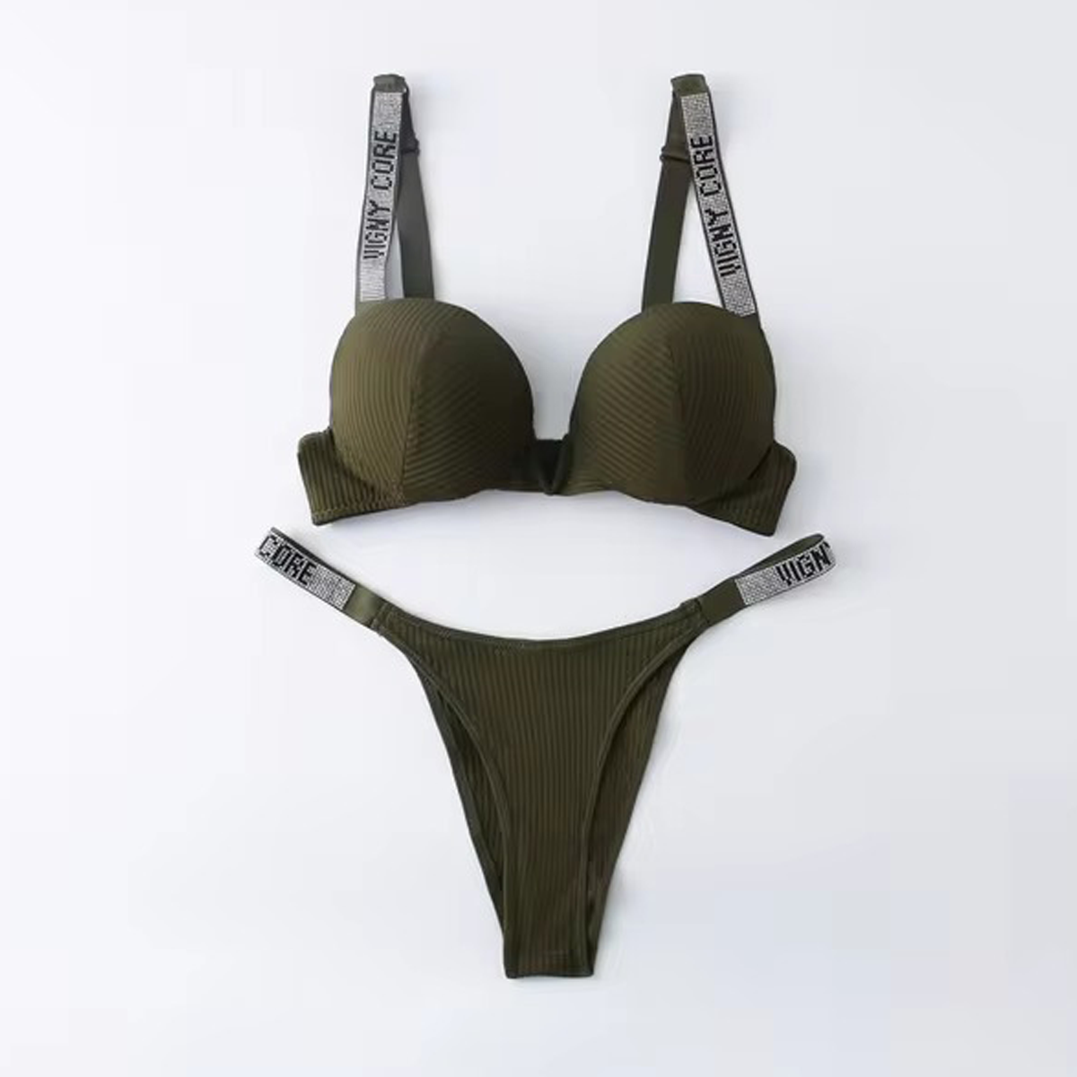 Flourish New Vigny Core Stones Design  Pushup Bra With T-Panty Set 8964