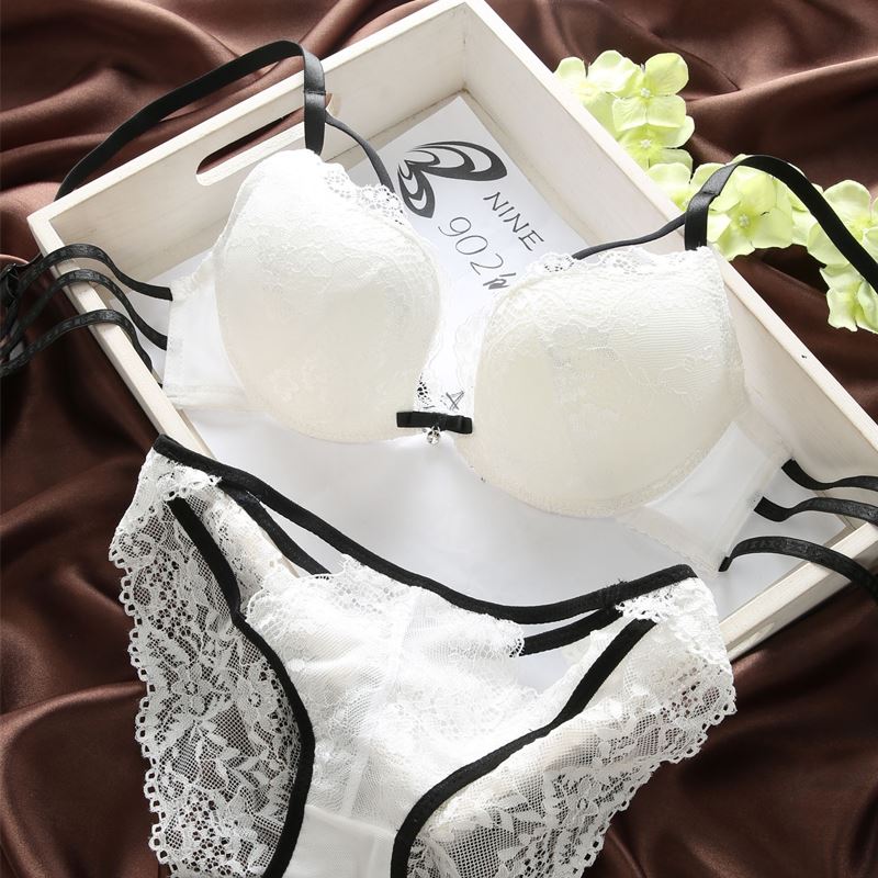 Stylish Sexy Front Cross Strips Push Up Padded Wired Cutout Panty Style Bridal Bra & Panty Set 9901