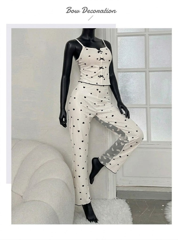 2-Piece Sweetheart Lounge Set with Transparent Heart Mesh 230