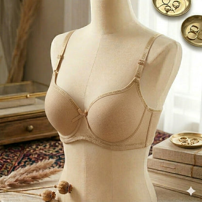 Flourish Pack Of 2 Premium Ribbed Lining Padded Smooth Fit Wired Padded Bra with Soft Support Net Straps Elegant Finish 8754