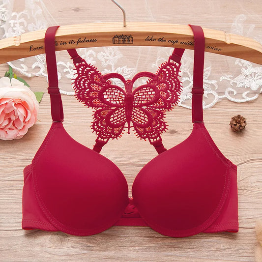 Front Open Butterfly Y-line Adjustable Straps Push Up Bra-1606