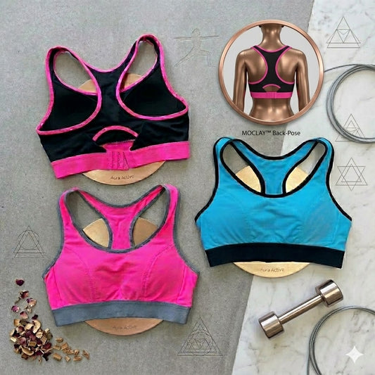 Aura Active Women's Seamless Racerback Sports Bra – High-Impact Fitness Wear with Adjustable Hook-Clasp 99003