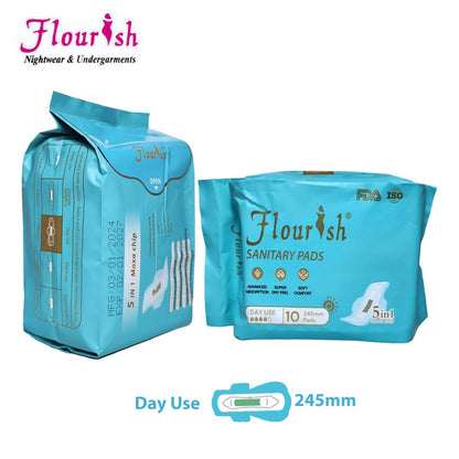 FLOURISH 245mm WINGLESS DAILY USE PANTY LINERS SANITARY PADS FOR GIRLS & WOMEN 10 PCS