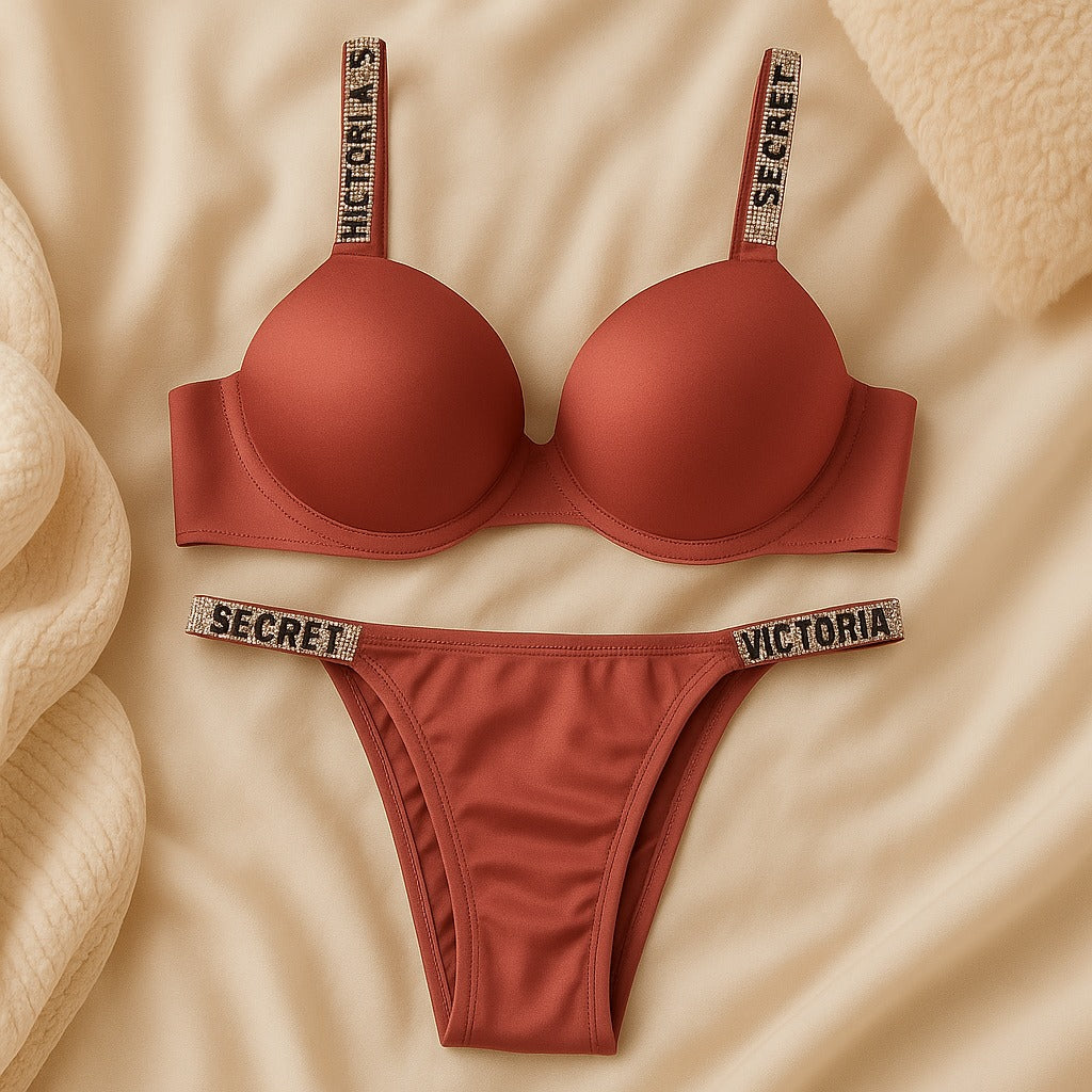 Flourish Signature Padded Bra & Panty Set – Crystal Strap Style 3036