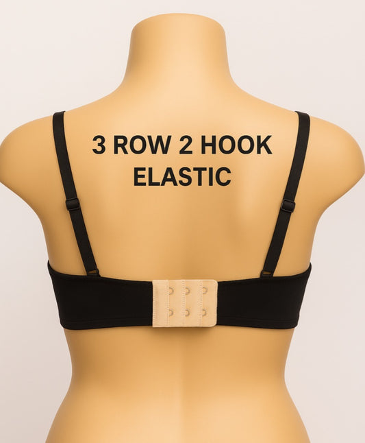 Pack Of 3 Elastic Bra Extender – 3 Rows 2 Hooks  Increases Band Size Comfortably