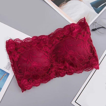 1 Pc Fashion New Style Lace Strapless Chest Padded Three-Hook Bra For Girls & Women – 833