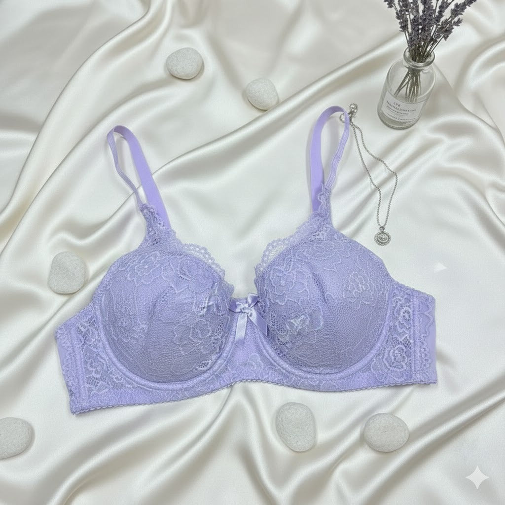 Flourish Ladies Fancy Lace Wired Bra Premium Quality Wire Bra Soft & Comfortable Full Coverage Bra Stylish Floral Lace Design Party, Daily & Casual Wear Bra 37620