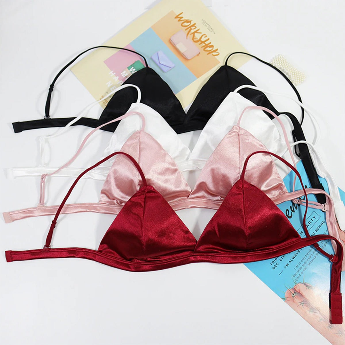 Pack of 2 New Soft & Pure Silk Triangle Cup Light Padded T-Shirt Bra One Hook Padded Bra 2051