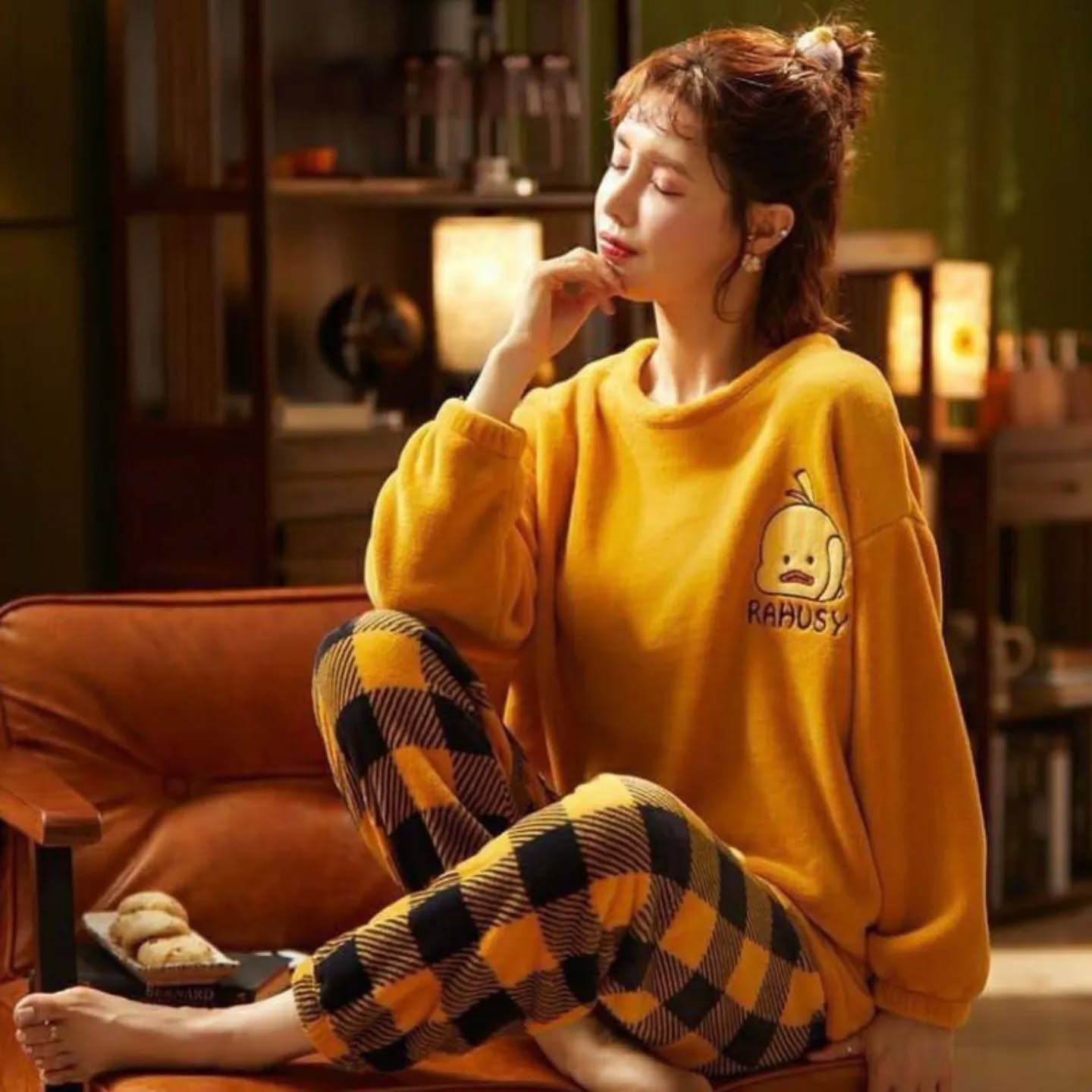 Flourish Cozy Fleece Loungewear Set – Ultra Soft Winter Night Suit