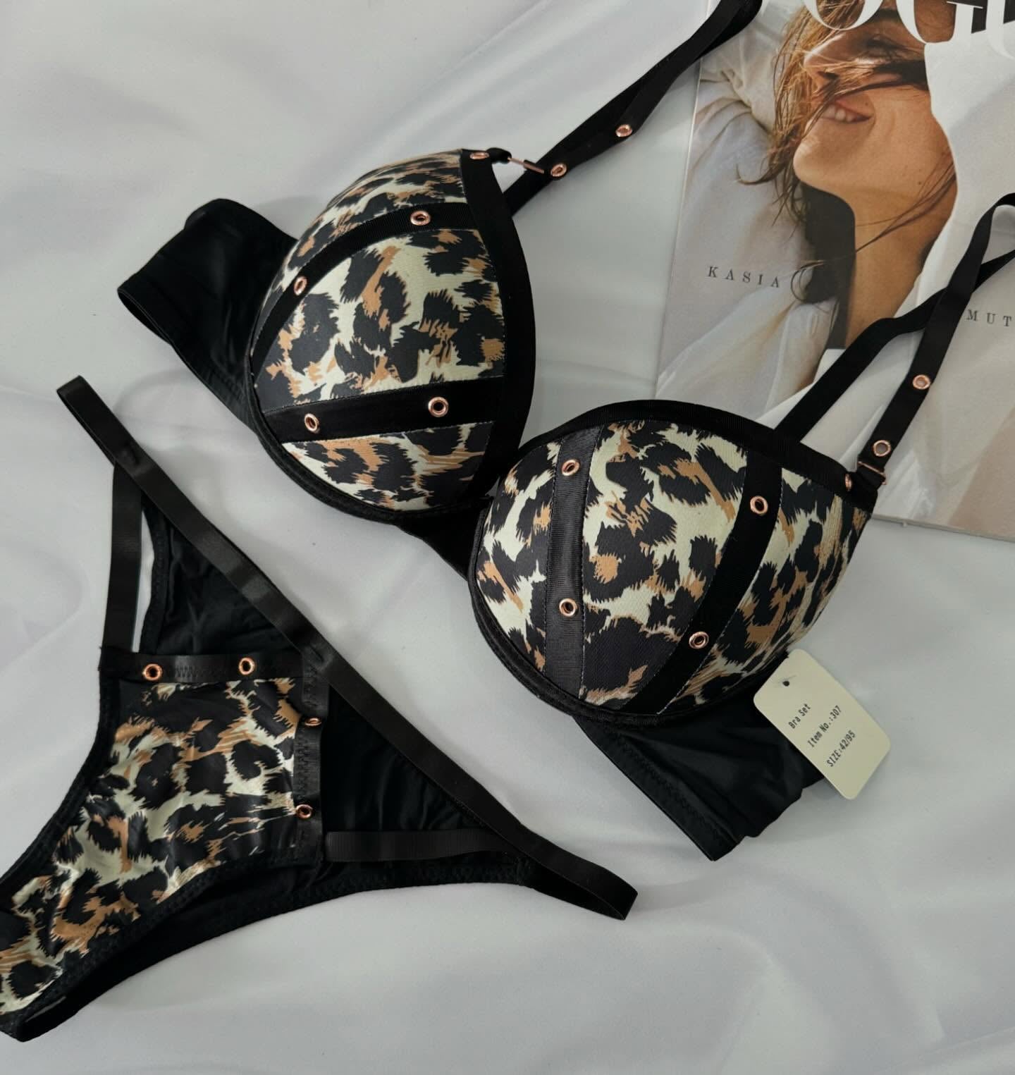 Flourish Wired Push-Up Leopard Print Bra & Panty Set – Bold, Padded & Wildly Confident 307