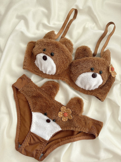 New High Quality Sexy Cute Kitty Anime Soft Plush Design Bra & Panty Set E07