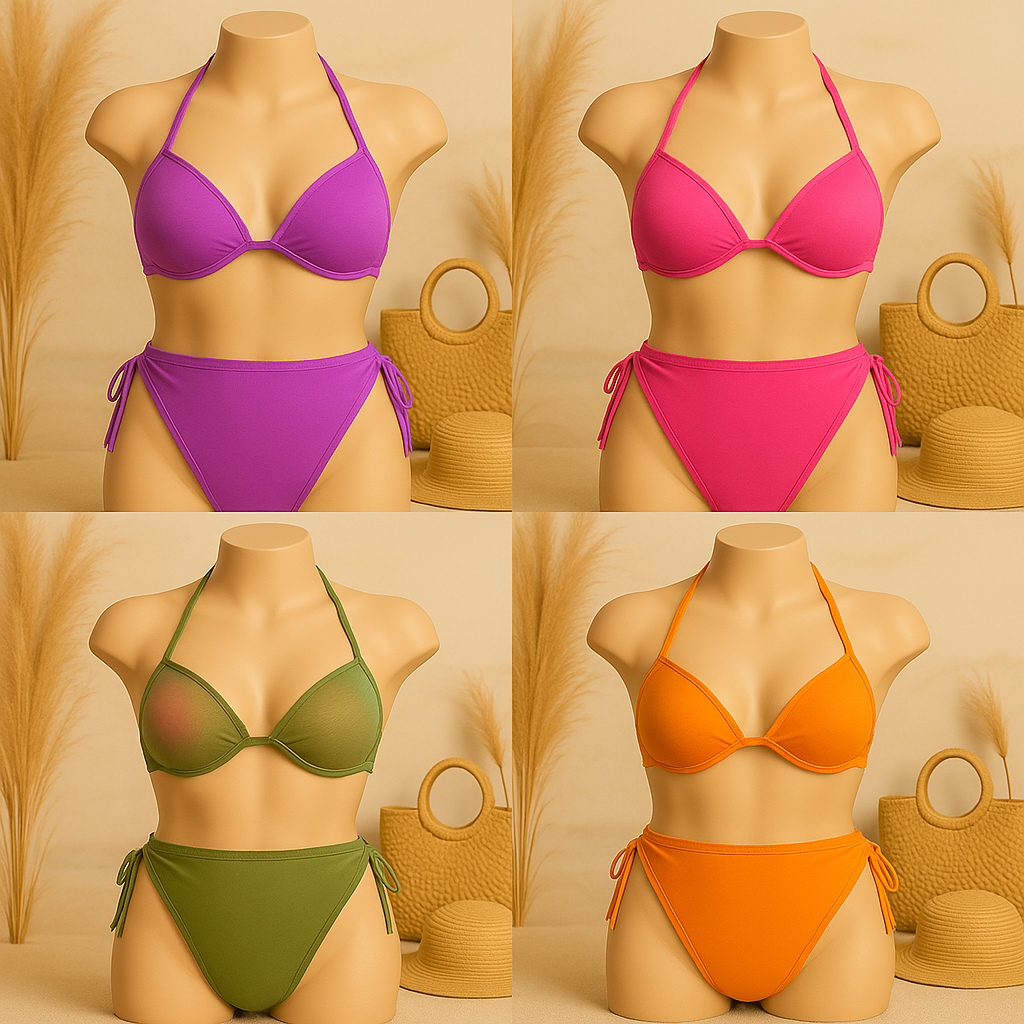 Flourish Buy 1 Get 1 Free Padded Sexy Plunge Tie Triangle Halter Bikini Set