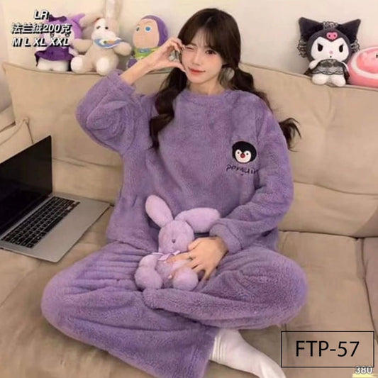 Flourish Cozy Fleece Loungewear Set – Ultra Soft Winter Night Suit