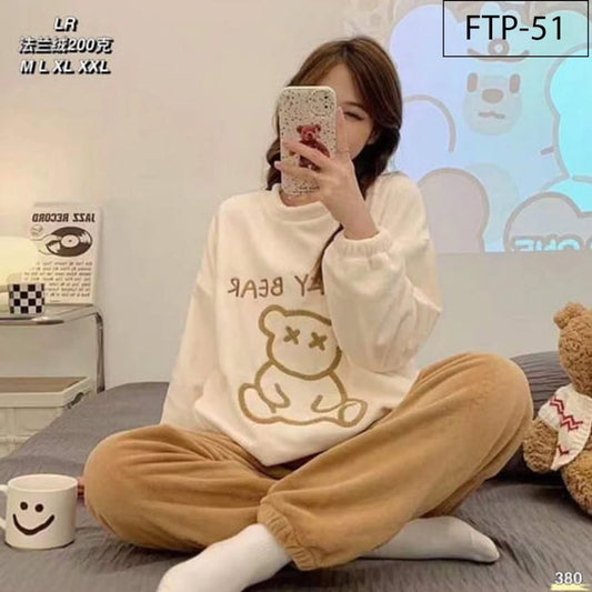 Flourish Cozy Fleece Loungewear Set – Ultra Soft Winter Night Suit