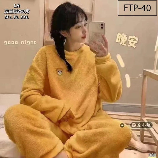 Flourish Cozy Fleece Loungewear Set – Ultra Soft Winter Night Suit