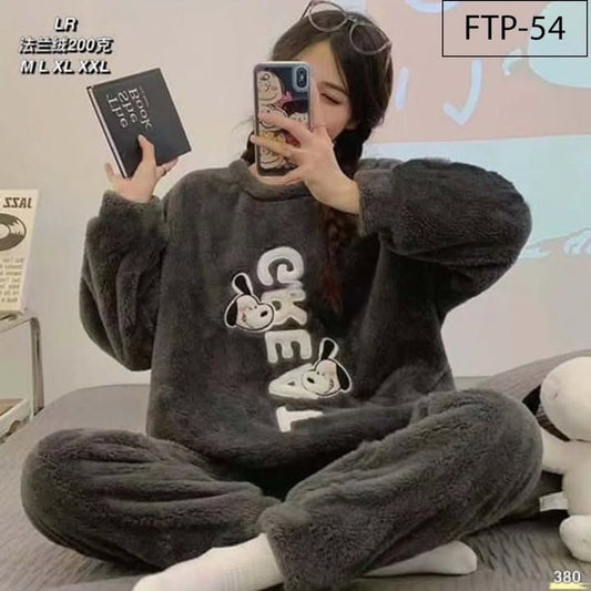 Flourish Cozy Fleece Loungewear Set – Ultra Soft Winter Night Suit
