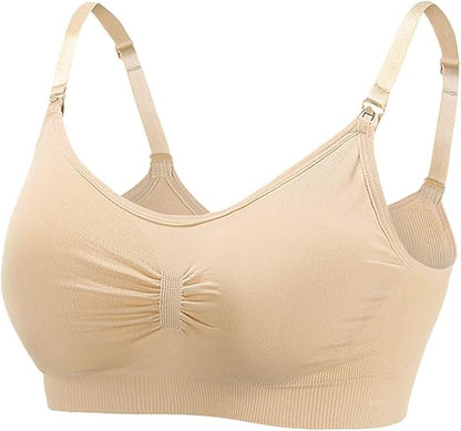 Flourish Front Open Padded Seamless Maternity Nursing Bra – Cotton Comfort with Adjustable Straps & Back Hook 009