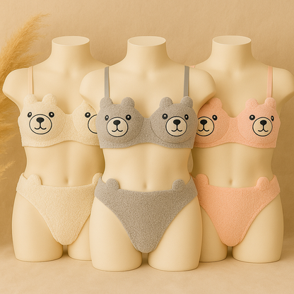 New High Quality Sexy Cute Bear Anime Soft Plush Design Bra & Panty Set E0888