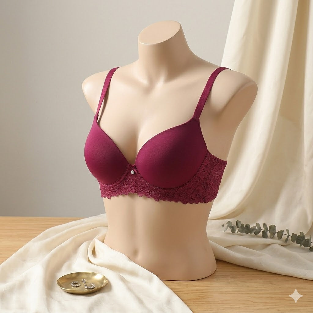 Flourish Pack Of 3 Premium Double Padded Smooth Fit Wired Padded Bra with Soft Support Net Straps Elegant Finish 760