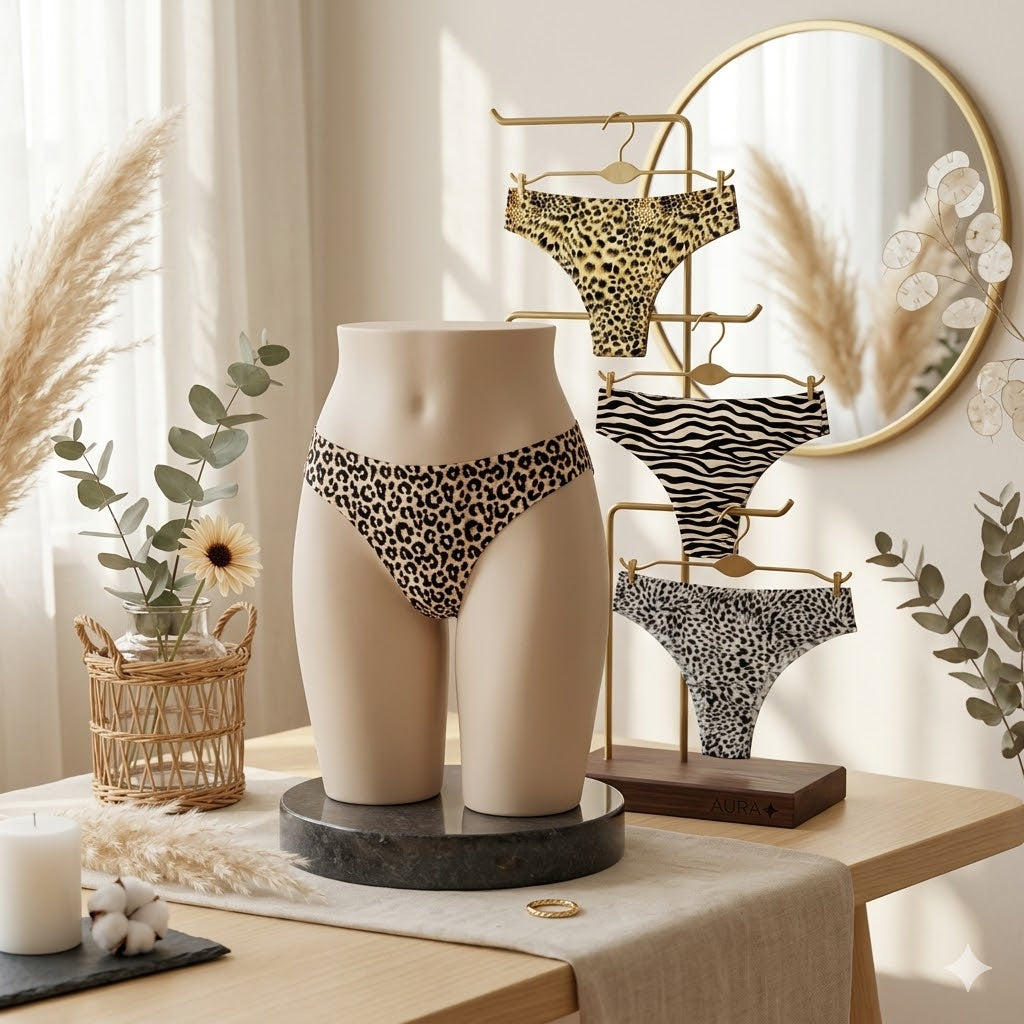 Pack Of 4 Aura Signature Animal Print Seamless Thong Set DF7367