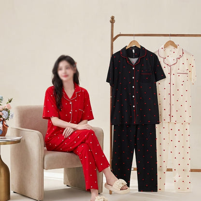 Women's Printed Button-Down Night Suit – Soft & Comfortable Cotton Pajama Set 352-9