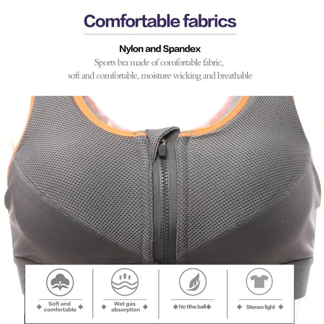 Flourish Non-Padded Front Zip Sports Bra – Breathable Activewear Bra 99002