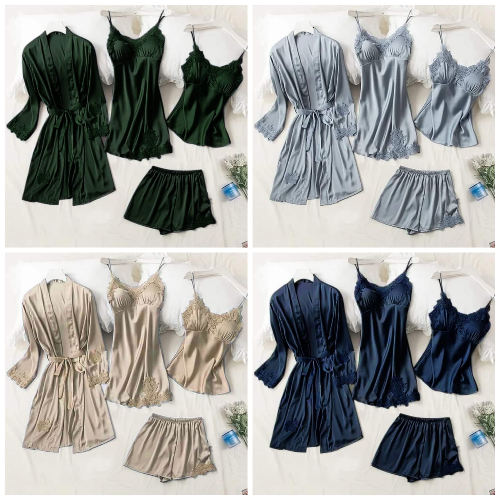 7 PC Satin Nightwear Set | Sexy Bridal Nighty | Night Dress