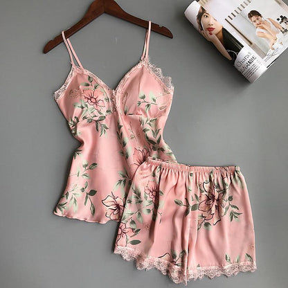 Flourish 2 pcs Bridal Floral print Padded Short Nighties Wedding nightwear 816