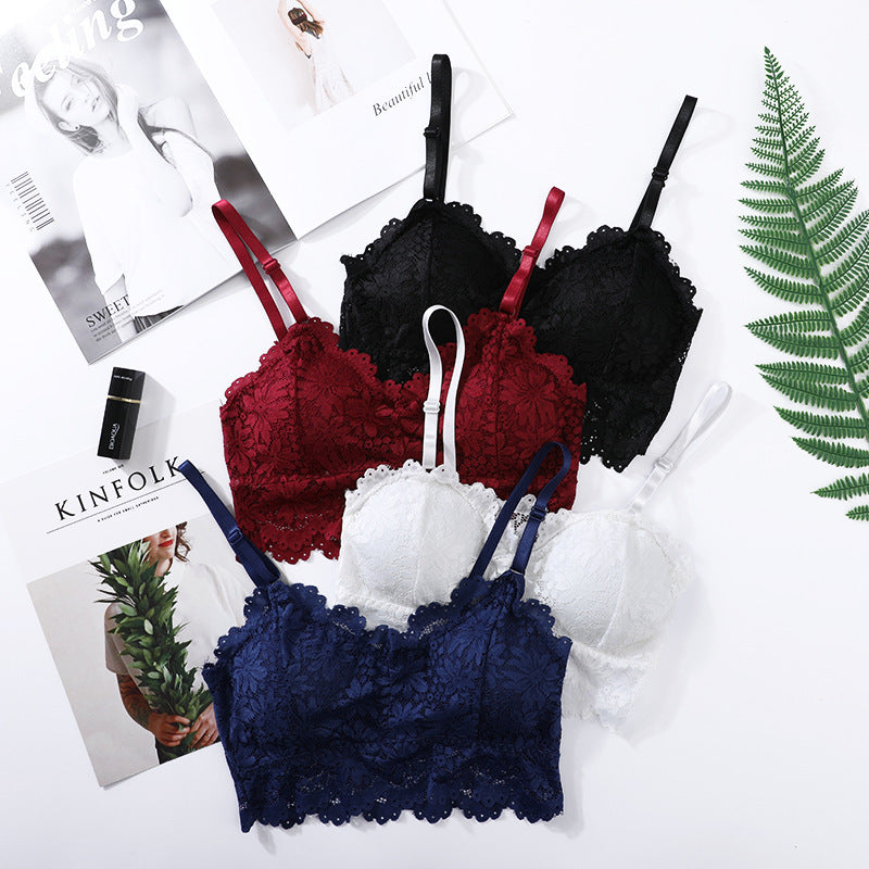 Pack of 2 Lace V Neck Crochet Bralette Crop Tops Bra-343