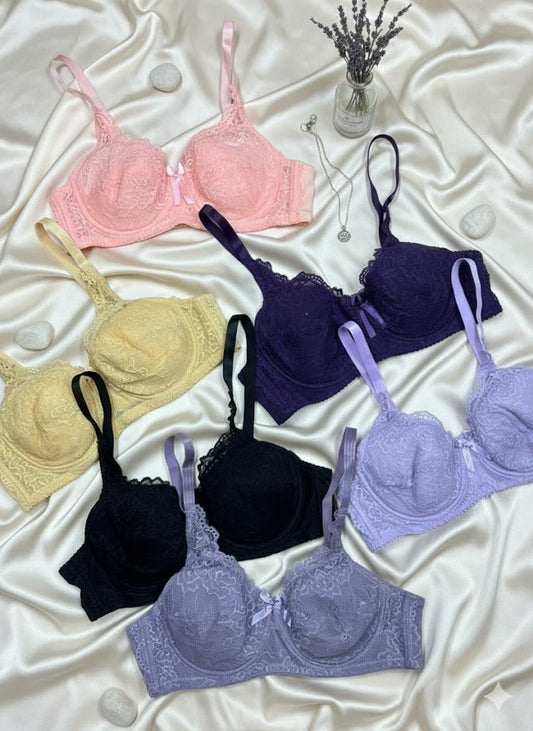 Flourish Ladies Fancy Lace Wired Bra Premium Quality Wire Bra Soft & Comfortable Full Coverage Bra Stylish Floral Lace Design Party, Daily & Casual Wear Bra 37620