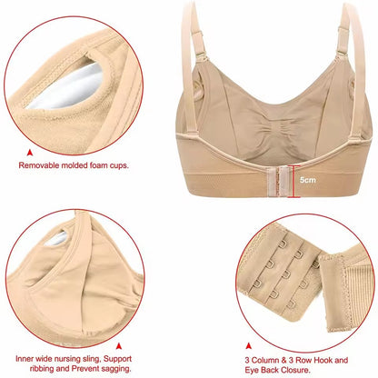 Flourish Front Open Padded Seamless Maternity Nursing Bra – Cotton Comfort with Adjustable Straps & Back Hook 009