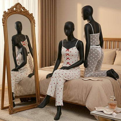 2-Piece Sweetheart Lounge Set with Transparent Heart Mesh 230