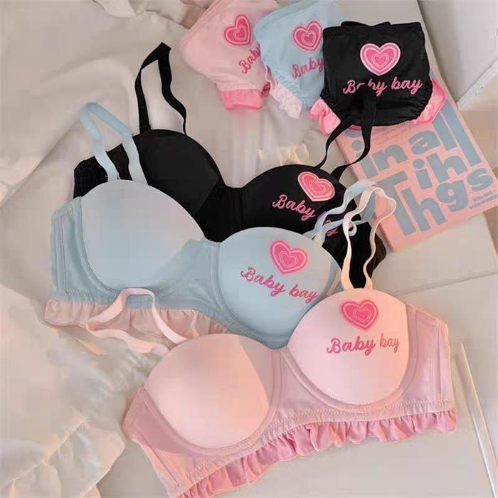 Flourish Baby Bay Pastel Ruffle Bra & Panty Set – Cute Printed, Soft Padded & Comfortable Lingerie for Girls