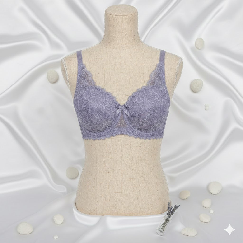 Flourish Ladies Fancy Lace Wired Bra Premium Quality Wire Bra Soft & Comfortable Full Coverage Bra Stylish Floral Lace Design Party, Daily & Casual Wear Bra 37620