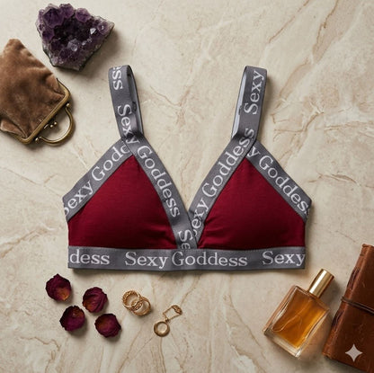 Pack of 3 Women’s Seamless Triangle Bralettes - Sexy Goddess Letter Print Strappy Wire-Free Bras 705