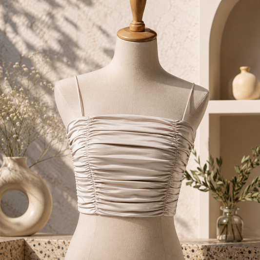 Ruched Ivory Cami Top