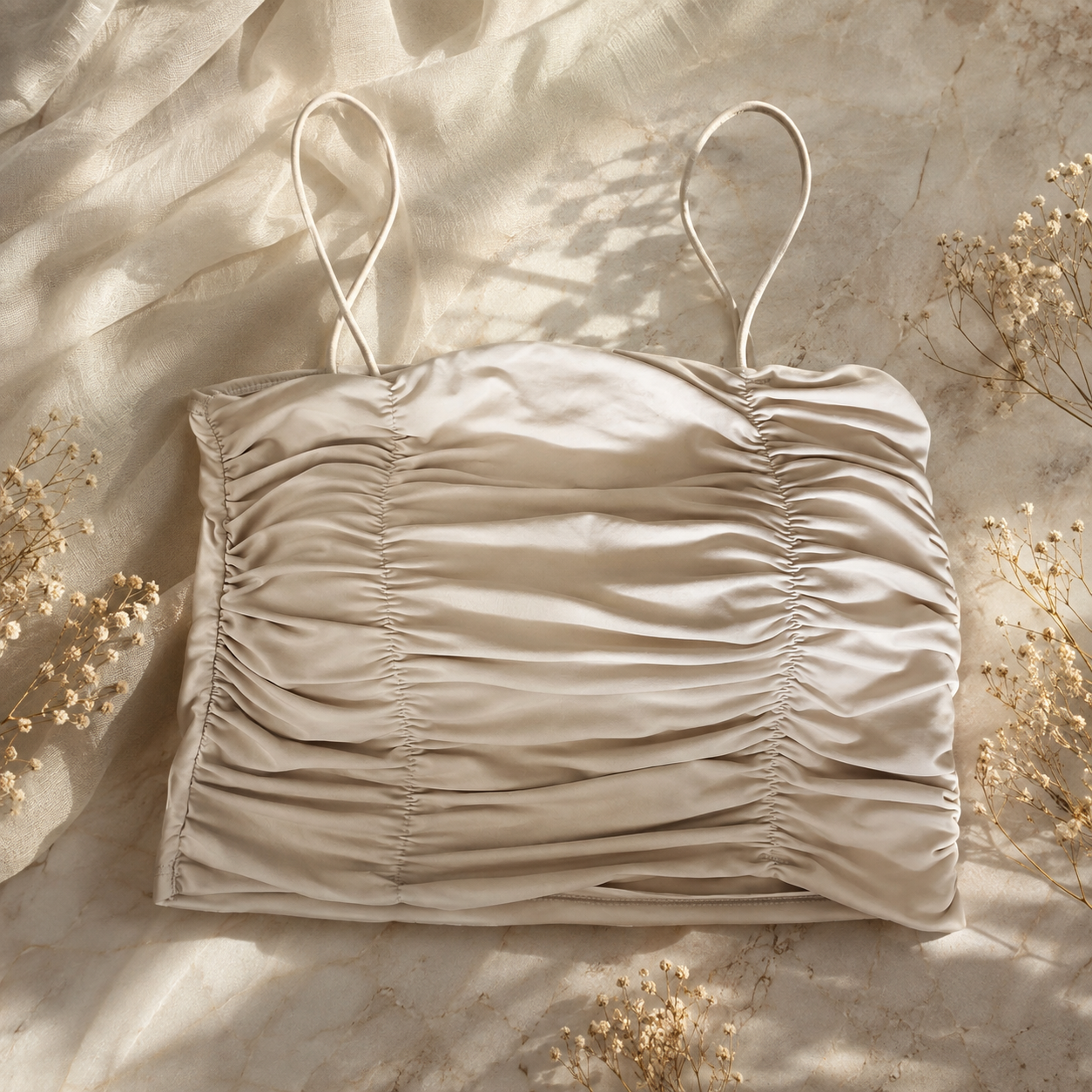 Ruched Ivory Cami Top