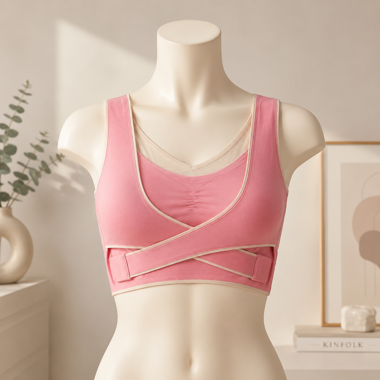 Flourish Pink Cross-Wrap Sports Bra
