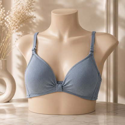 Ribbed Seamless Bra -Ribbon Grey