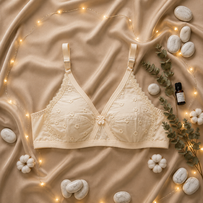 Cotton Non-Padded Floral Embroidered Bra – Soft Everyday Comfort | Skin X-OVER