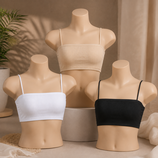 Pack of 2 Ribbed Seamless Camisole Tube Tops for Women | Stretchable Everyday Innerwear