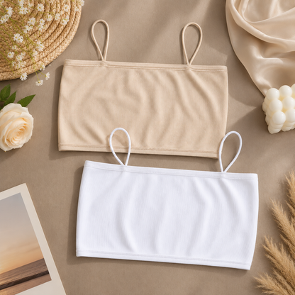 Pack of 2 Ribbed Seamless Camisole Tube Tops for Women | Stretchable Everyday Innerwear