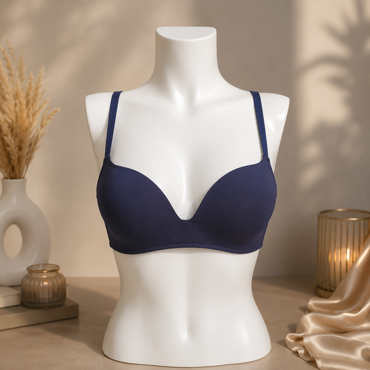 New Silk Padded Bra – Smooth T-Shirt Bra | Everyday Comfort | Navy Blue
