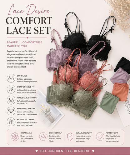 Elegant Lace Bra & Panty Set – Soft, Stylish & Comfortable