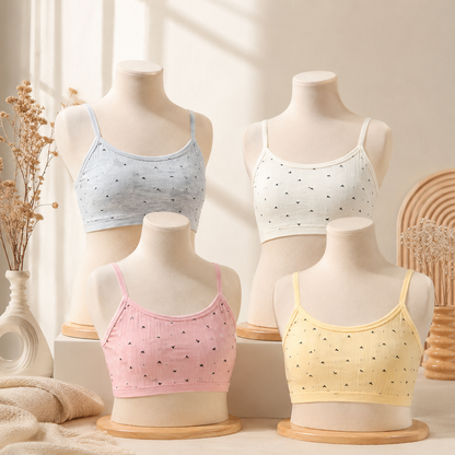 Pack of 3  Girls' Printed Non-Padded Stretch Bra – Everyday Comfort Cami Bra | -K0065