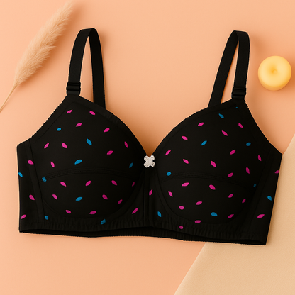 Pack Of 4 Light Padded Cotton Printed  Soft & Breathable Bra