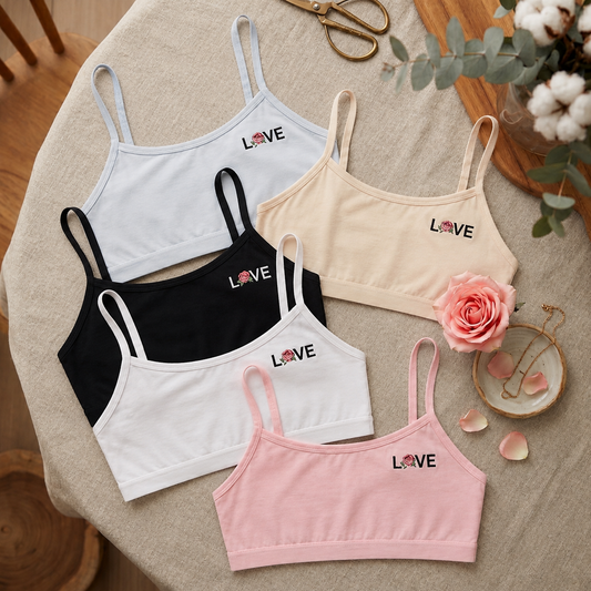 Pack of 3 Women’s Soft Cotton Spaghetti Strap Bra – Comfortable Everyday Wear | LOVE Collection -K0150