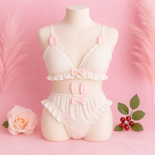 High Quality & Comfortable Cute Little White Rabbit Lolita Soft Cotton Bra & Panty Set 2009