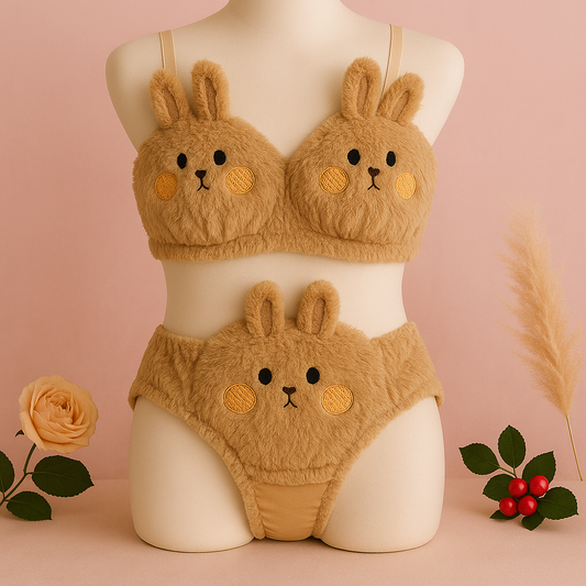 New High Quality Sexy Cute Anime Soft Plush Design bra underwear Japanese cartoon rabbit underwear Bra & Panty Set 582